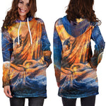 Buddha Statue Mandala Print Hoodie Dress GearFrost
