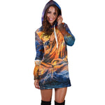 Buddha Statue Mandala Print Hoodie Dress GearFrost