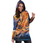 Buddha Statue Mandala Print Hoodie Dress GearFrost