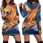 Buddha Statue Mandala Print Hoodie Dress GearFrost