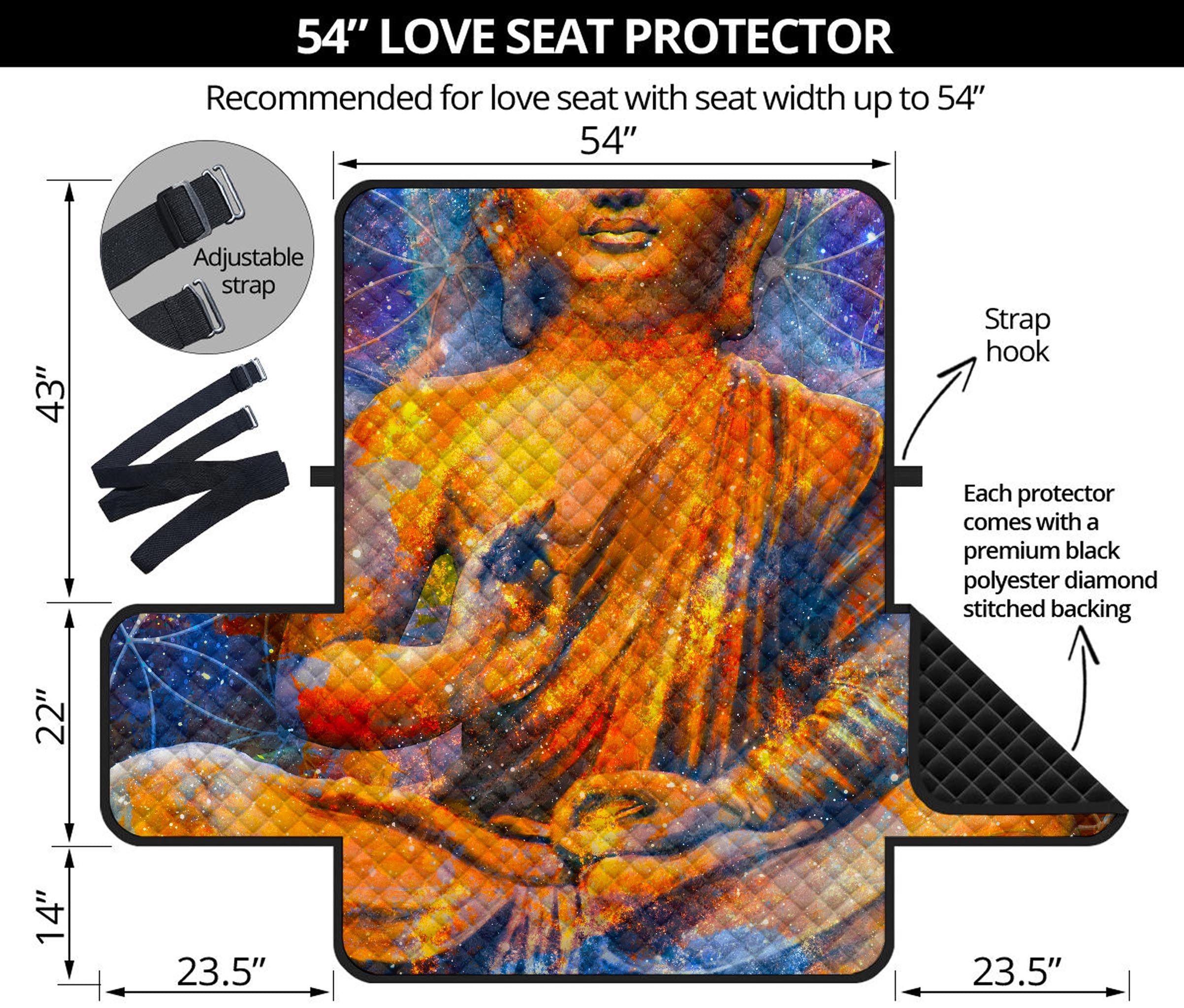 Buddha Statue Mandala Print Loveseat Protector