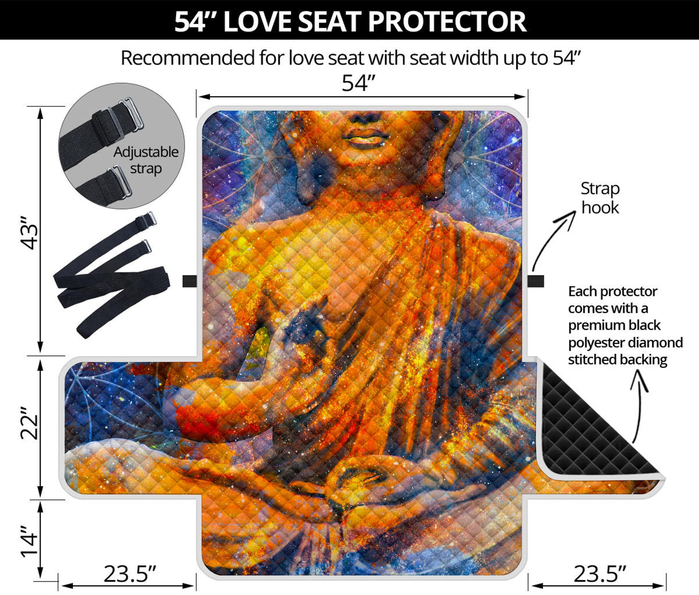 Buddha Statue Mandala Print Loveseat Protector