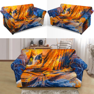 Buddha Statue Mandala Print Loveseat Slipcover