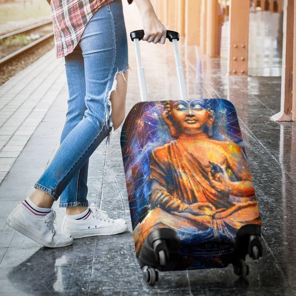 Buddha Statue Mandala Print Luggage Cover GearFrost