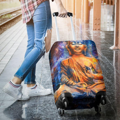Buddha Statue Mandala Print Luggage Cover GearFrost