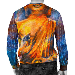 Buddha Statue Mandala Print Men's Crewneck Sweatshirt GearFrost