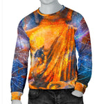 Buddha Statue Mandala Print Men's Crewneck Sweatshirt GearFrost