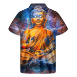 Buddha Statue Mandala Print Men's Short Sleeve Shirt