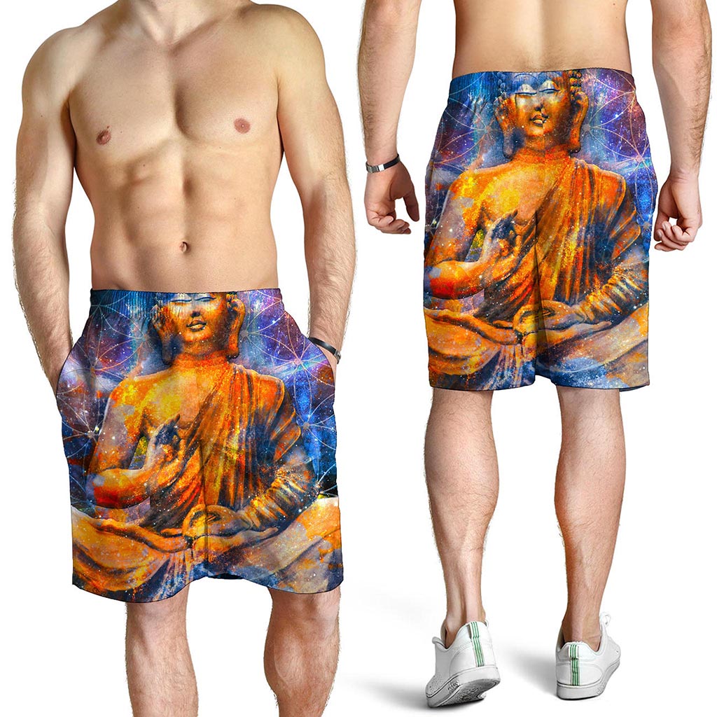 Buddha Statue Mandala Print Men's Shorts