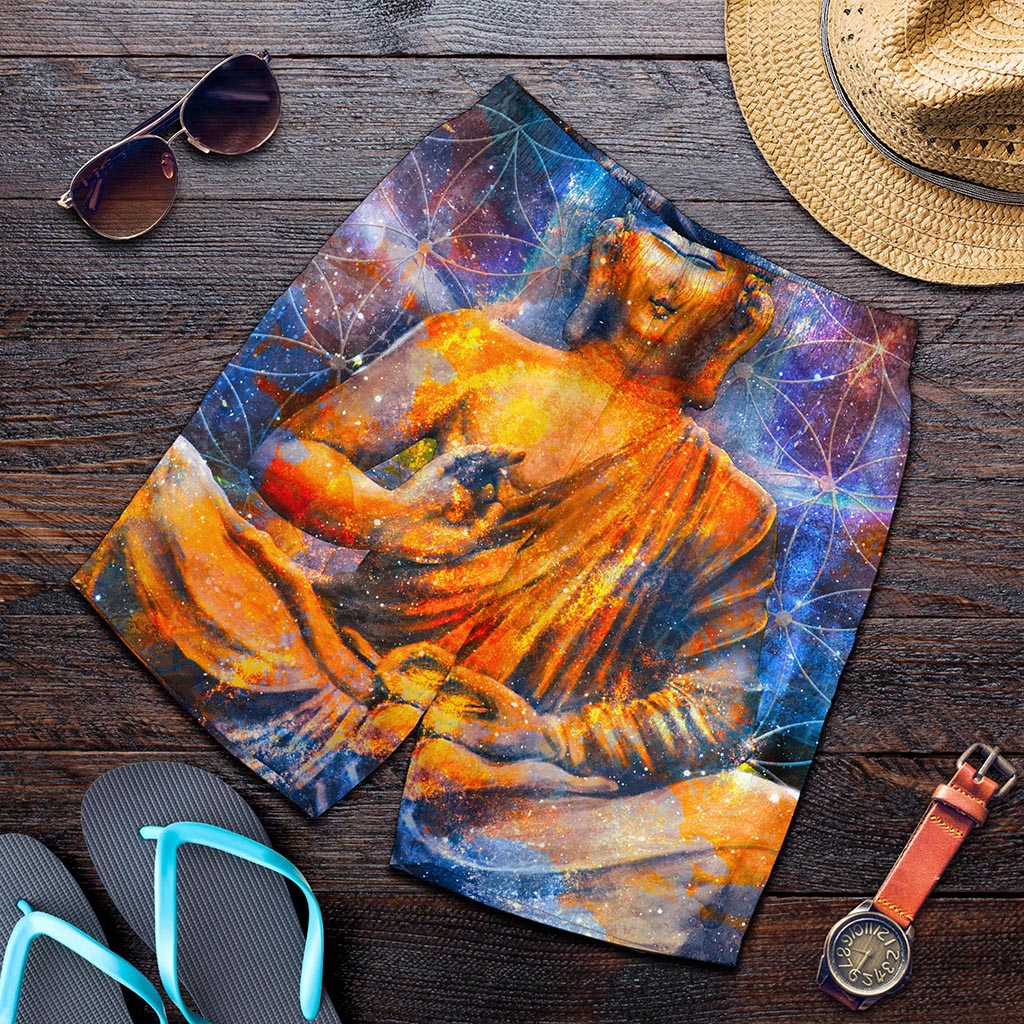 Buddha Statue Mandala Print Men's Shorts