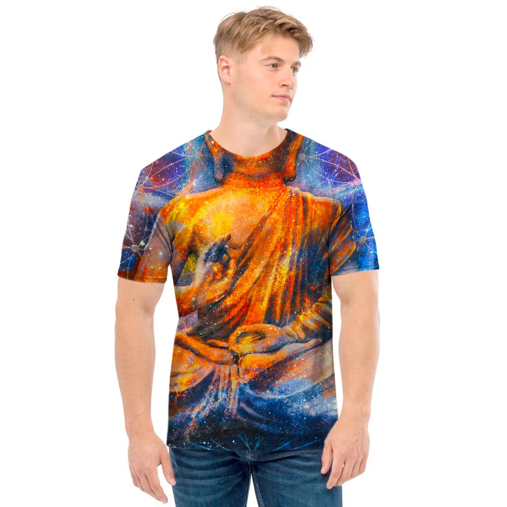 Buddha Statue Mandala Print Men's T-Shirt