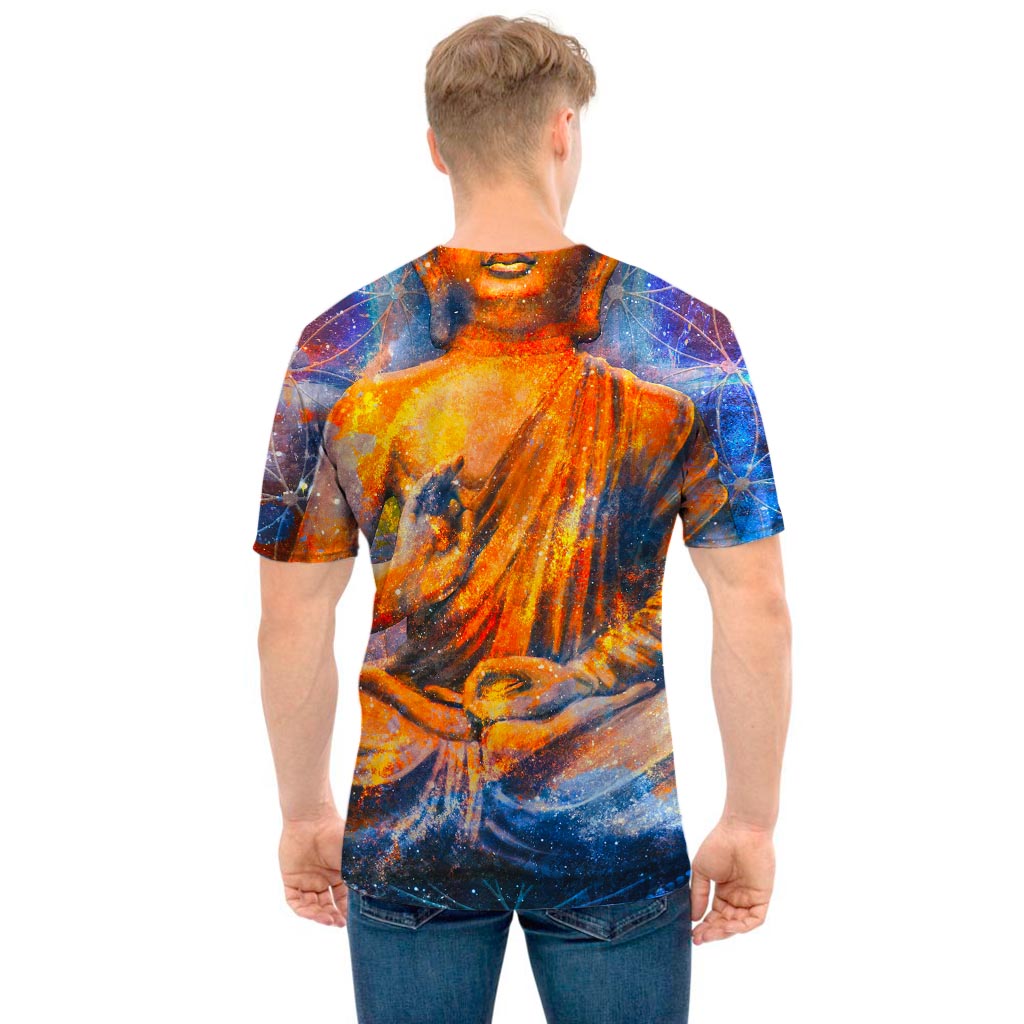 Buddha Statue Mandala Print Men's T-Shirt