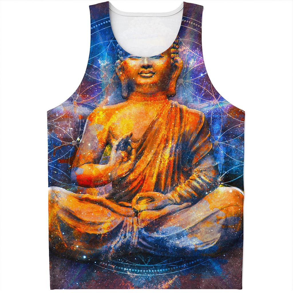 Buddha Statue Mandala Print Men's Tank Top