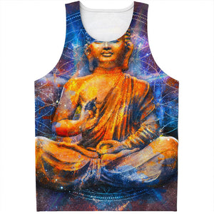 Buddha Statue Mandala Print Men's Tank Top