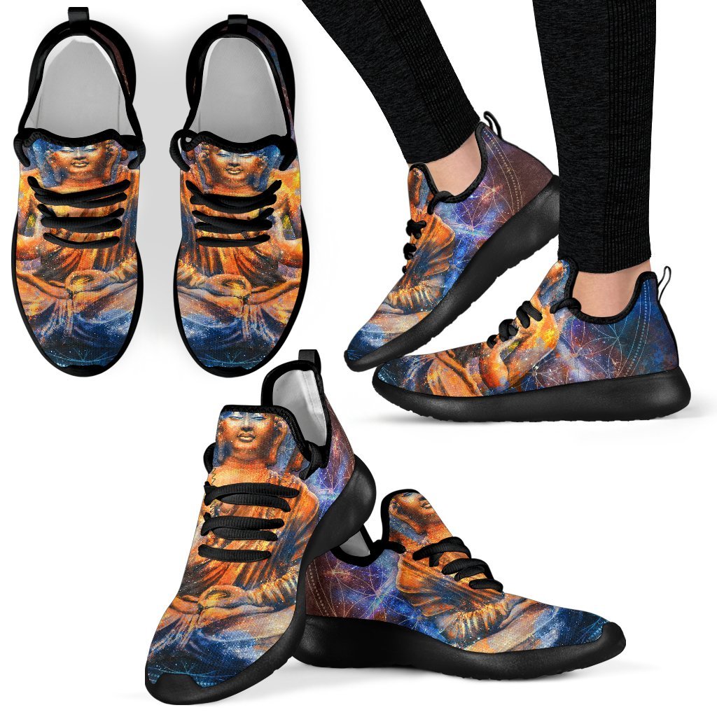 Buddha Statue Mandala Print Mesh Knit Shoes GearFrost