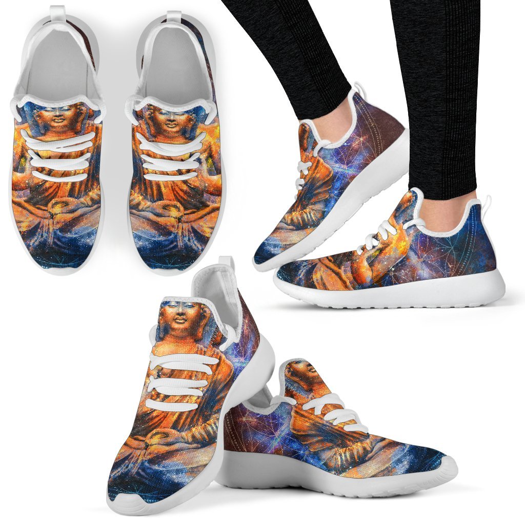 Buddha Statue Mandala Print Mesh Knit Shoes GearFrost