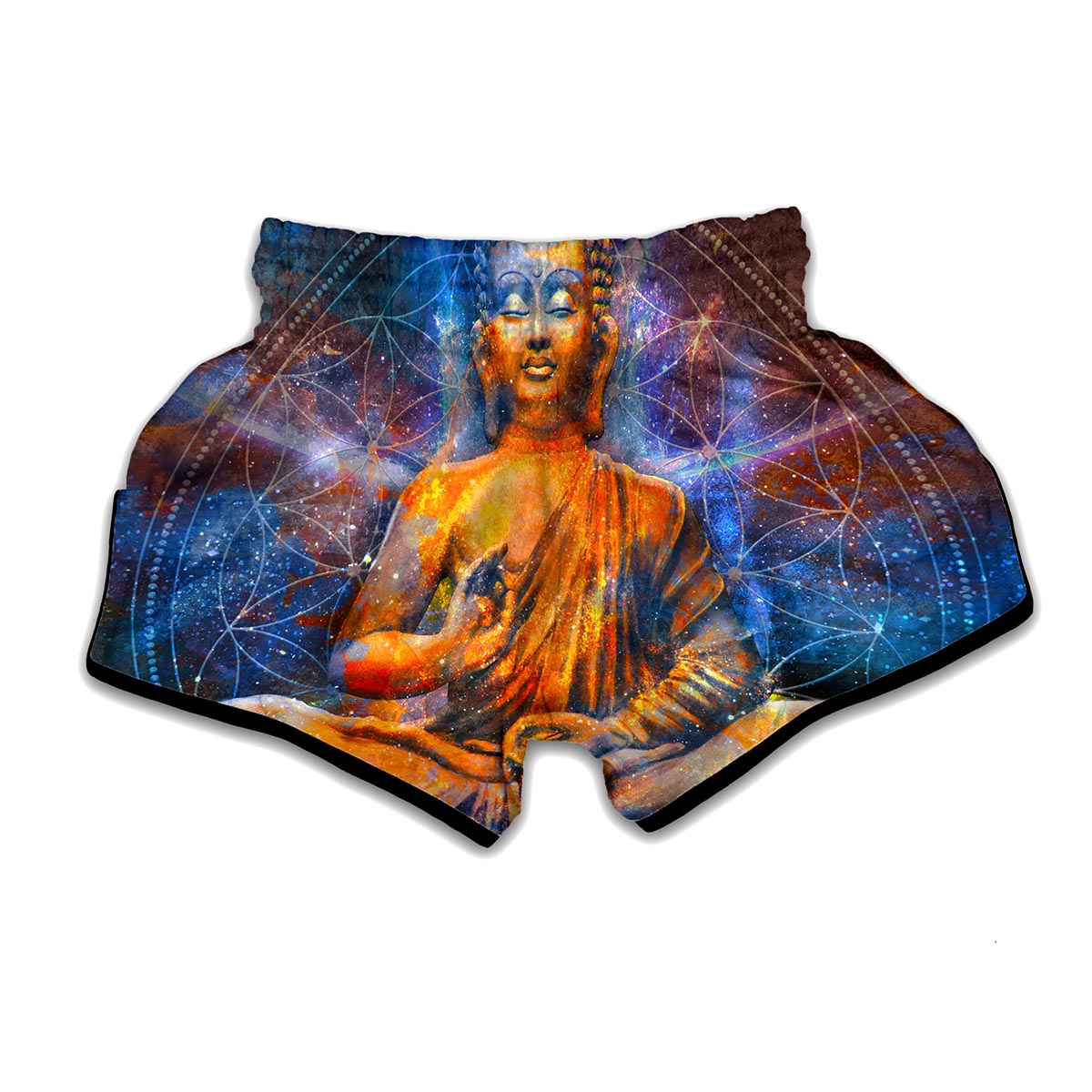 Buddha Statue Mandala Print Muay Thai Boxing Shorts