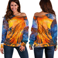 Buddha Statue Mandala Print Off The Shoulder Sweatshirt