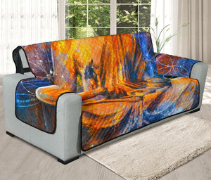 Buddha Statue Mandala Print Oversized Sofa Protector