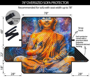 Buddha Statue Mandala Print Oversized Sofa Protector