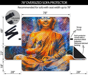 Buddha Statue Mandala Print Oversized Sofa Protector