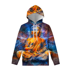 Buddha Statue Mandala Print Pullover Hoodie