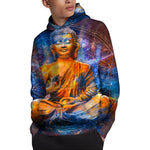 Buddha Statue Mandala Print Pullover Hoodie