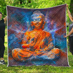 Buddha Statue Mandala Print Quilt