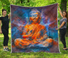 Buddha Statue Mandala Print Quilt