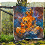 Buddha Statue Mandala Print Quilt