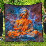 Buddha Statue Mandala Print Quilt