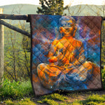 Buddha Statue Mandala Print Quilt