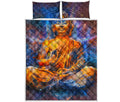 Buddha Statue Mandala Print Quilt Bed Set