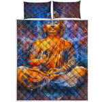 Buddha Statue Mandala Print Quilt Bed Set