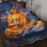 Buddha Statue Mandala Print Quilt Bed Set