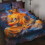 Buddha Statue Mandala Print Quilt Bed Set