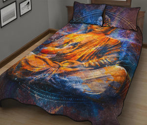 Buddha Statue Mandala Print Quilt Bed Set