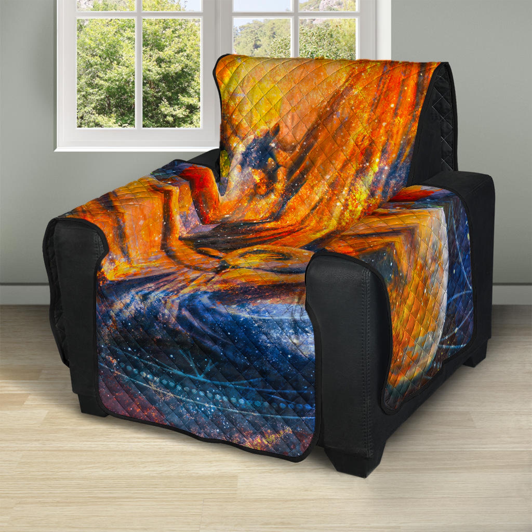 Buddha Statue Mandala Print Recliner Protector