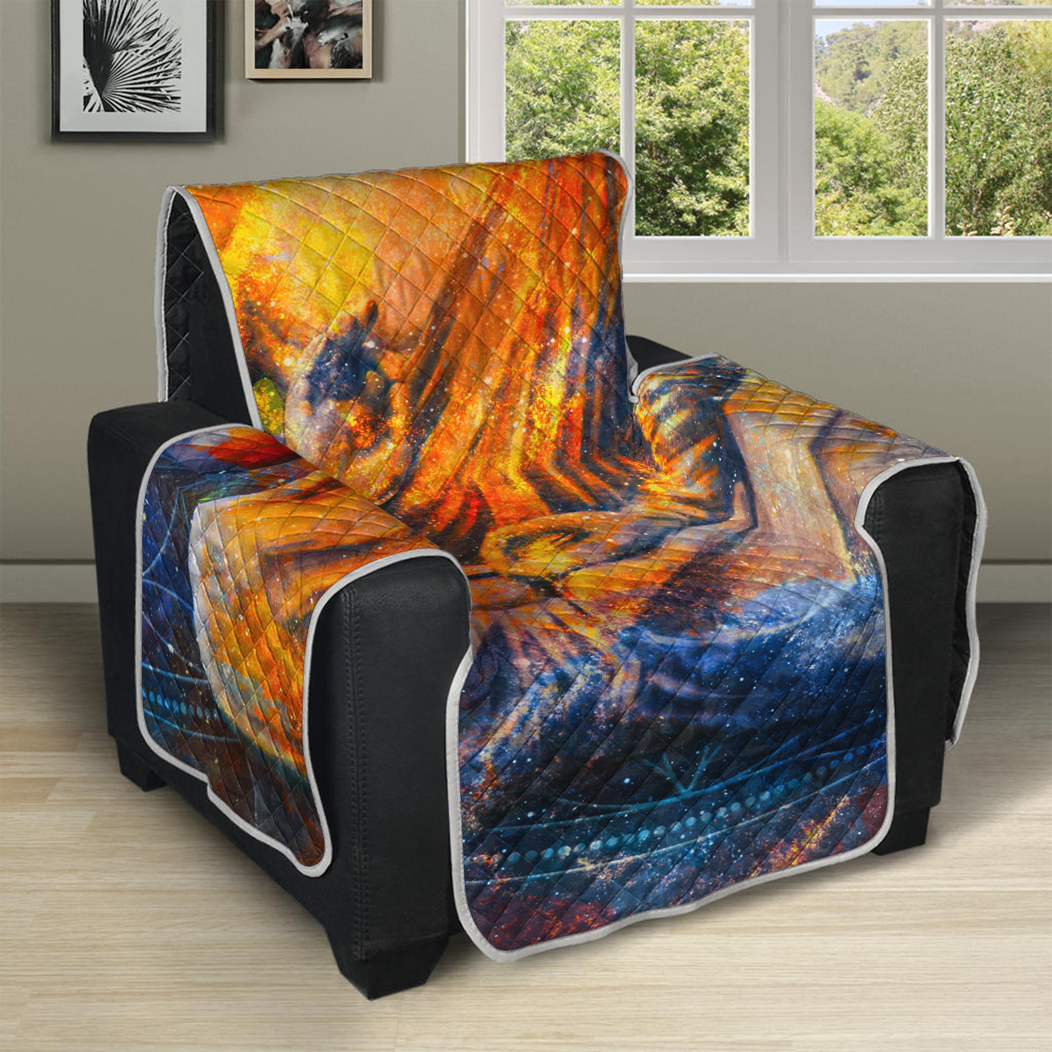 Buddha Statue Mandala Print Recliner Protector