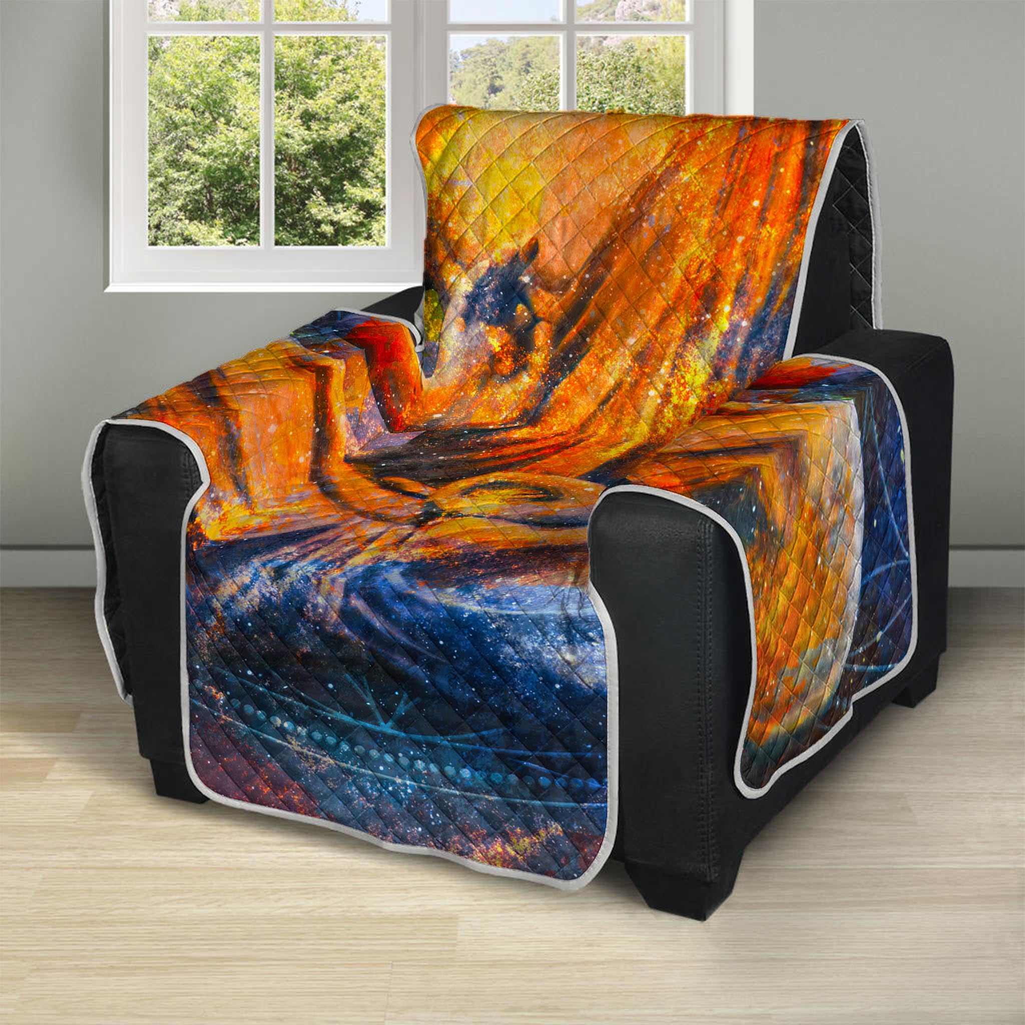 Buddha Statue Mandala Print Recliner Protector