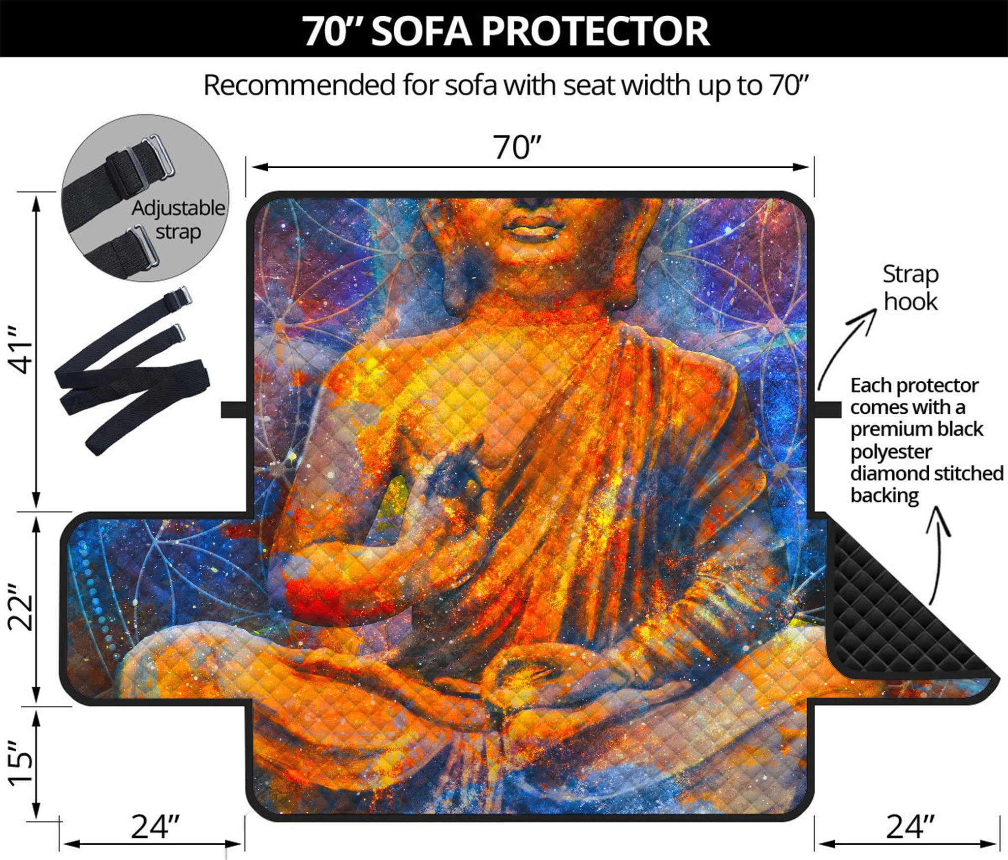 Buddha Statue Mandala Print Sofa Protector