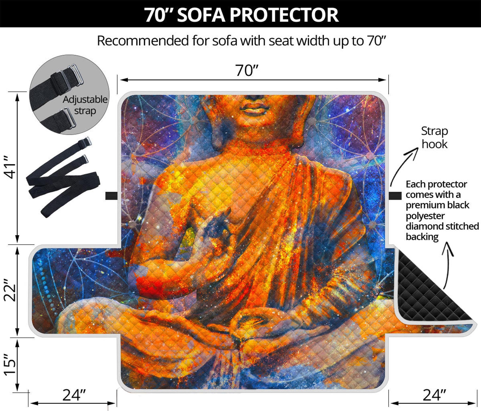 Buddha Statue Mandala Print Sofa Protector