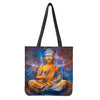 Buddha Statue Mandala Print Tote Bag