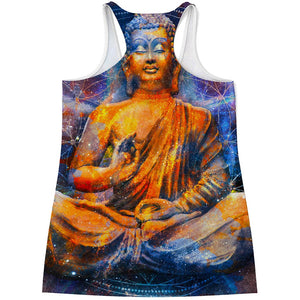 Buddha Statue Mandala Print Women's Racerback Tank Top