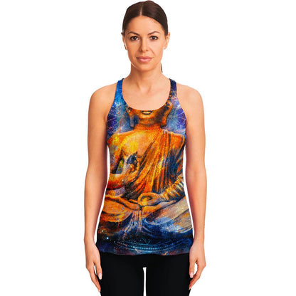 Buddha Statue Mandala Print Women's Racerback Tank Top