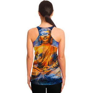 Buddha Statue Mandala Print Women's Racerback Tank Top