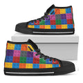 Building Blocks Toy Pattern Print Black High Top Sneakers