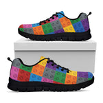 Building Blocks Toy Pattern Print Black Sneakers