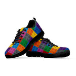 Building Blocks Toy Pattern Print Black Sneakers