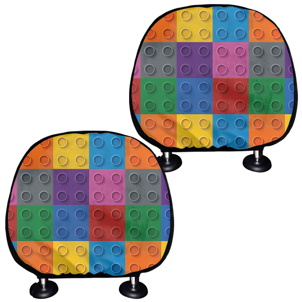 Building Blocks Toy Pattern Print Car Headrest Covers